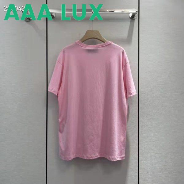 Replica Gucci Men GG Interlocking G Heart T-Shirt Pink Cotton Jersey Crewneck Oversize Fit 4