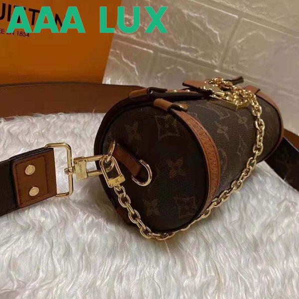 Replica Louis Vuitton Unisex Papillon Trunk Handbag Monogram Coated Canvas Cowhide Leather 4