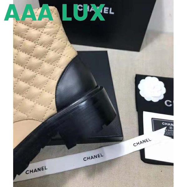 Replica Chanel Women Lace-Ups Shiny Goatskin & Calfskin Beige 2 cm Heel 11