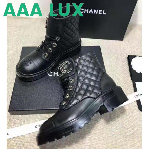 Replica Chanel Women Lace-Ups Shiny Goatskin & Calfskin Black 2 cm Heel 3