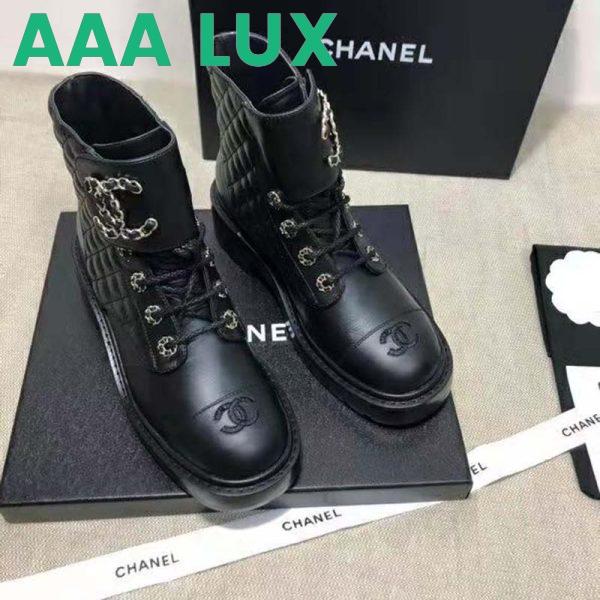 Replica Chanel Women Lace-Ups Shiny Goatskin & Calfskin Black 2 cm Heel 6