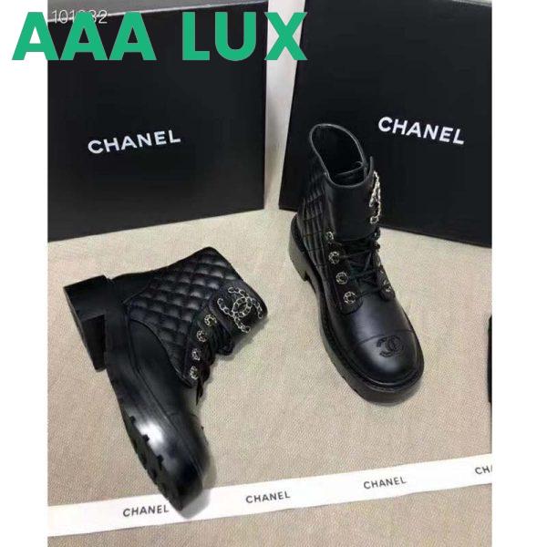 Replica Chanel Women Lace-Ups Shiny Goatskin & Calfskin Black 2 cm Heel 8