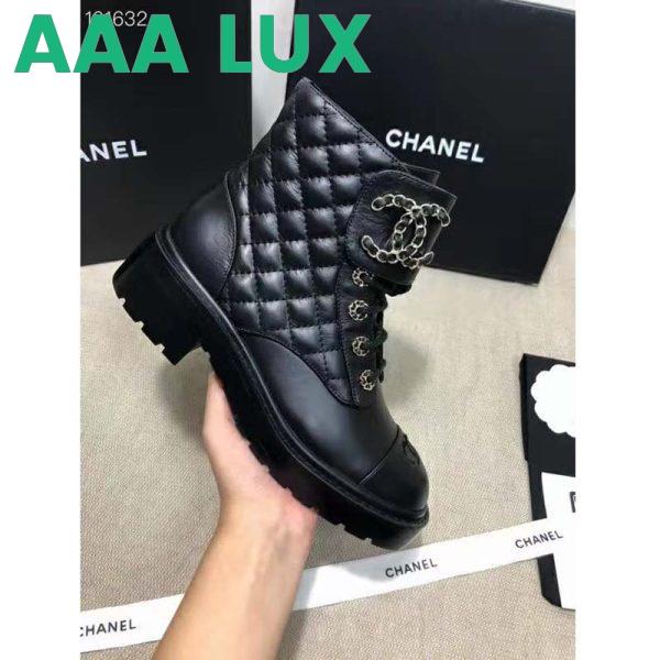 Replica Chanel Women Lace-Ups Shiny Goatskin & Calfskin Black 2 cm Heel 9