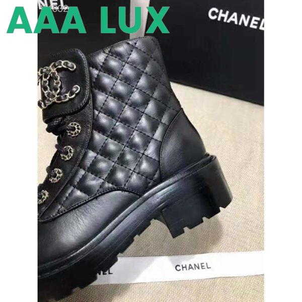 Replica Chanel Women Lace-Ups Shiny Goatskin & Calfskin Black 2 cm Heel 10