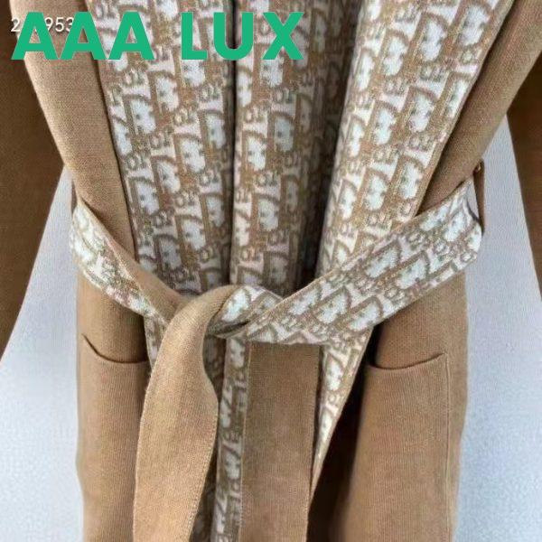 Replica Dior CD Women Coat Belt Brown Double-Sided Wool Silk 5