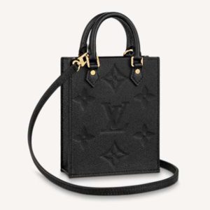 Replica Louis Vuitton Unisex Petit Sac Plat Black Monogram Empreinte Embossed Supple Grained Cowhide