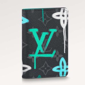 Replica Louis Vuitton Unisex Pocket Organizer LV Graffiti Green Coated Canvas Cowhide Leather