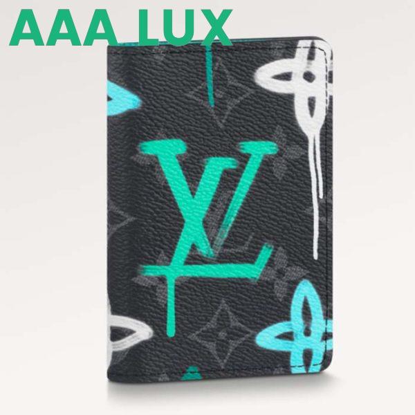 Replica Louis Vuitton Unisex Pocket Organizer LV Graffiti Green Coated Canvas Cowhide Leather