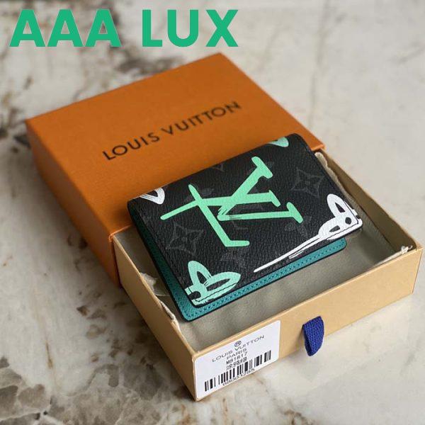 Replica Louis Vuitton Unisex Pocket Organizer LV Graffiti Green Coated Canvas Cowhide Leather 6