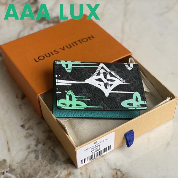 Replica Louis Vuitton Unisex Pocket Organizer LV Graffiti Green Coated Canvas Cowhide Leather 7