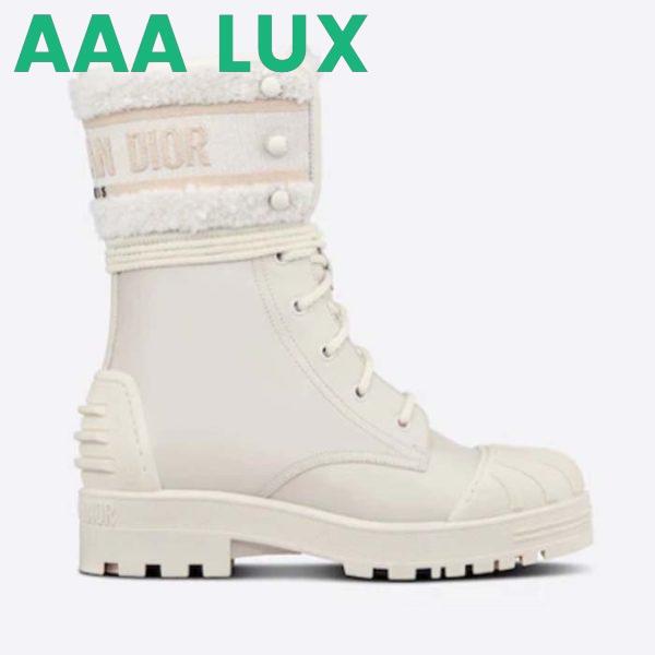 Replica Dior Women CD D-Major Ankle Boot White Calfskin Lambskin Wool