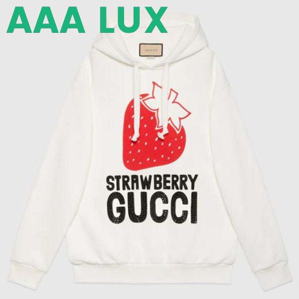 Replica Gucci GG Men Strawberry Gucci Cotton Sweatshirt Fixed Hood Oversize Fit 2