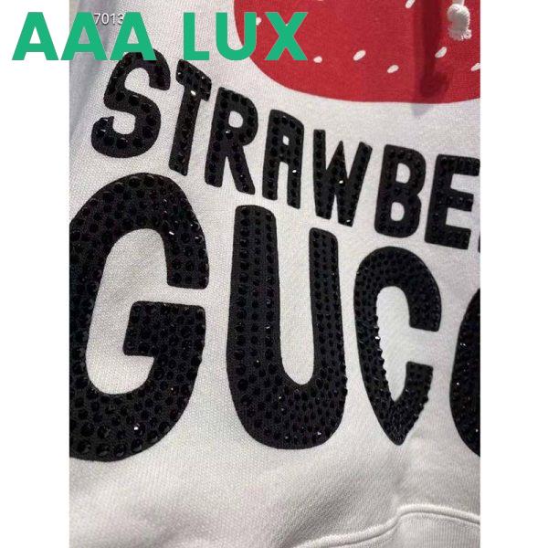 Replica Gucci GG Men Strawberry Gucci Cotton Sweatshirt Fixed Hood Oversize Fit 6