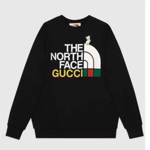 Replica Gucci GG Men The North Face x Gucci Sweatshirt Black Cotton Jersey Crewneck Oversized Fit