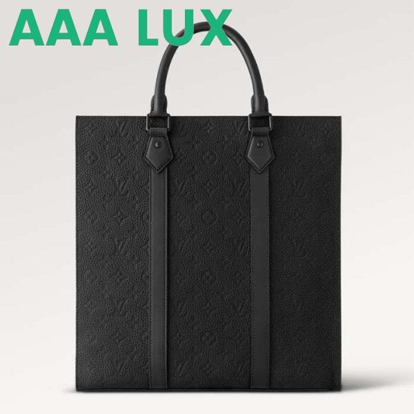 Replica Louis Vuitton Unisex Sac Plat NV Black Embossed Taurillon Monogram Cowhide Leather