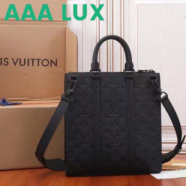 Replica Louis Vuitton Unisex Sac Plat NV Black Embossed Taurillon Monogram Cowhide Leather 3