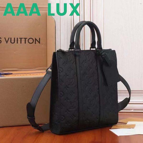 Replica Louis Vuitton Unisex Sac Plat NV Black Embossed Taurillon Monogram Cowhide Leather 4