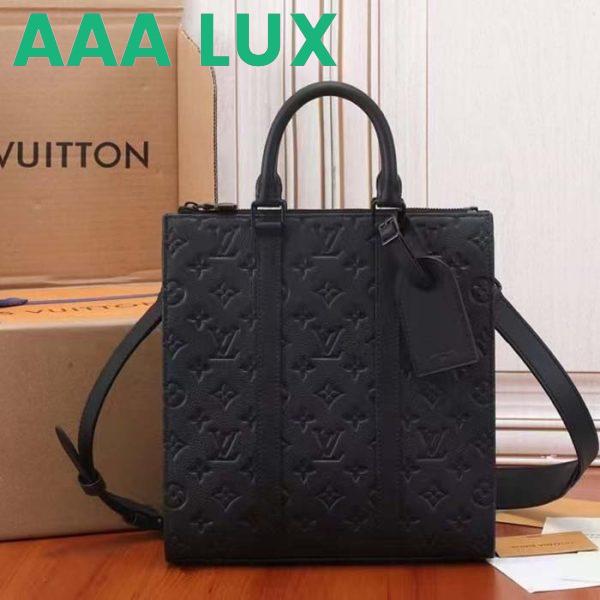 Replica Louis Vuitton Unisex Sac Plat NV Black Embossed Taurillon Monogram Cowhide Leather 5