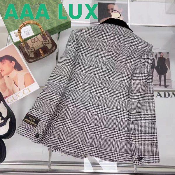 Replica Gucci Men GG Prince Wales Check Jacket Black White Long Sleeves Flap Pockets 4