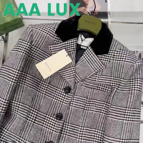 Replica Gucci Men GG Prince Wales Check Jacket Black White Long Sleeves Flap Pockets 6