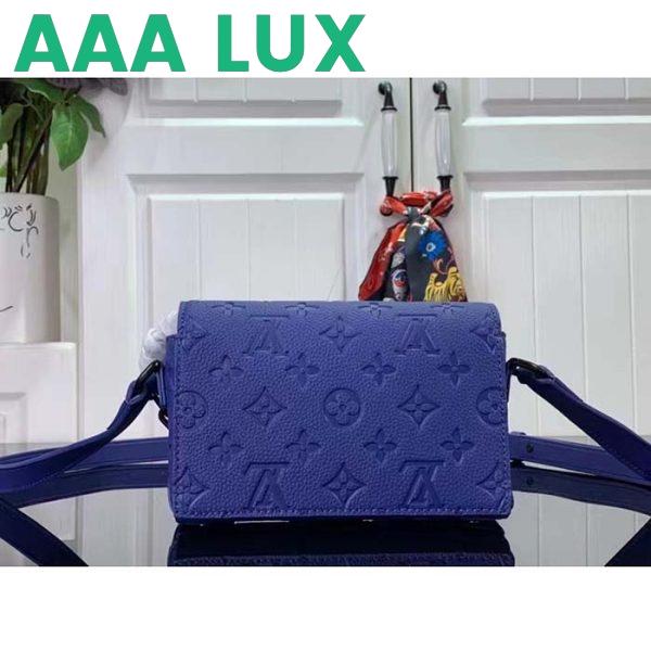 Replica Louis Vuitton Unisex Steamer Wearable Wallet Racing Blue Embossed Taurillon Monogram Cowhide Leather 5