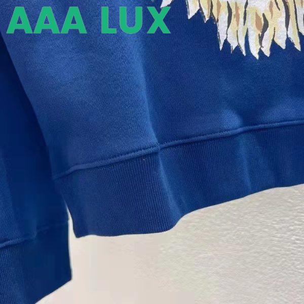 Replica Gucci Men GG Tiger Cotton Sweatshirt Blue Felted Jersey Crewneck 10