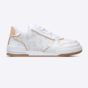 Replica Dior Unisex Shoes CD One Sneaker White Gold-Tone Dior Oblique Perforated Calfskin 2