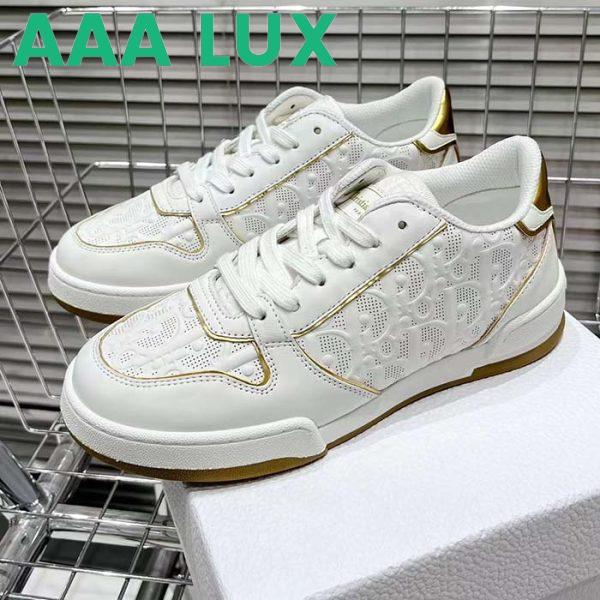 Replica Dior Unisex Shoes CD One Sneaker White Gold-Tone Dior Oblique Perforated Calfskin 4