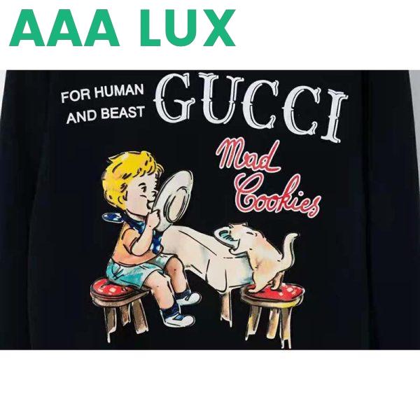 Replica Gucci Men Gucci ‘Mad Cookies’ Print Sweatshirt Cotton Crewneck Slim Fit-Black 5