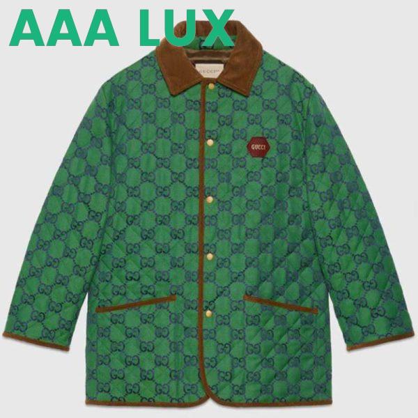 Replica Gucci Men Gucci 100 Quilted GG Jacket Green Blue Quilted GG Canvas 2