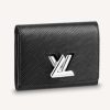 Replica Louis Vuitton Unisex Twist Compact Wallet Black Epi Grained Cowhide Leather