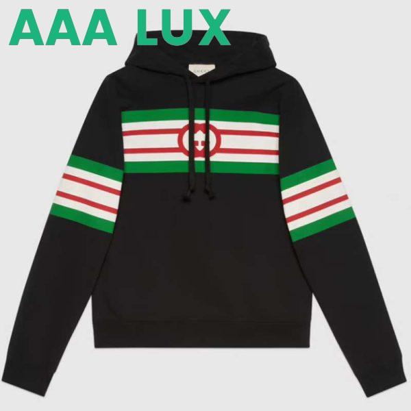 Replica Gucci Men Interlocking G Print Sweatshirt Washed Black Light Felted Cotton Jersey