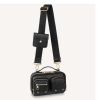 Replica Louis Vuitton Unisex Utility Crossbody Bag Black Calfskin Leather Double Zip Closure