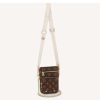 Replica Louis Vuitton Unisex Utility Phone Sleeve in Monogram Canvas Natural Cowhide Leather
