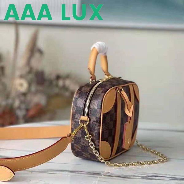 Replica Louis Vuitton Unisex Valisette Souple BB Handbag Natural Beige Damier Ebene Coated Canvas 6