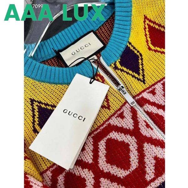 Replica Gucci Men GG Wool Jacquard Zip Jacket Multicolor Geometric Motif Wool Bunny Label 10