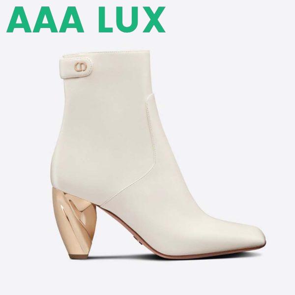 Replica Dior Women Rhodes Heeled Ankle Boot White Supple Calfskin 2