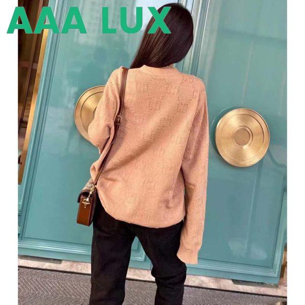 Replica Gucci Women GG Wool Cardigan Beige V-Neck Collar Two Front Pockets 13