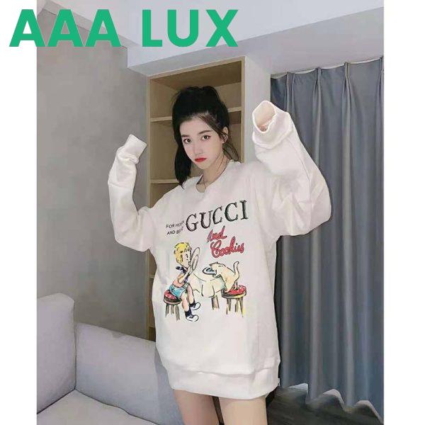 Replica Gucci Women Gucci ‘Mad Cookies’ Print Sweatshirt Cotton Crewneck Slim Fit-White 8