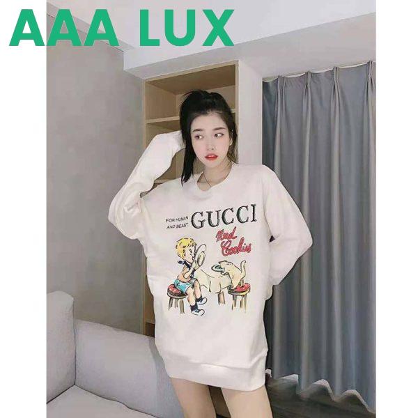 Replica Gucci Women Gucci ‘Mad Cookies’ Print Sweatshirt Cotton Crewneck Slim Fit-White 9