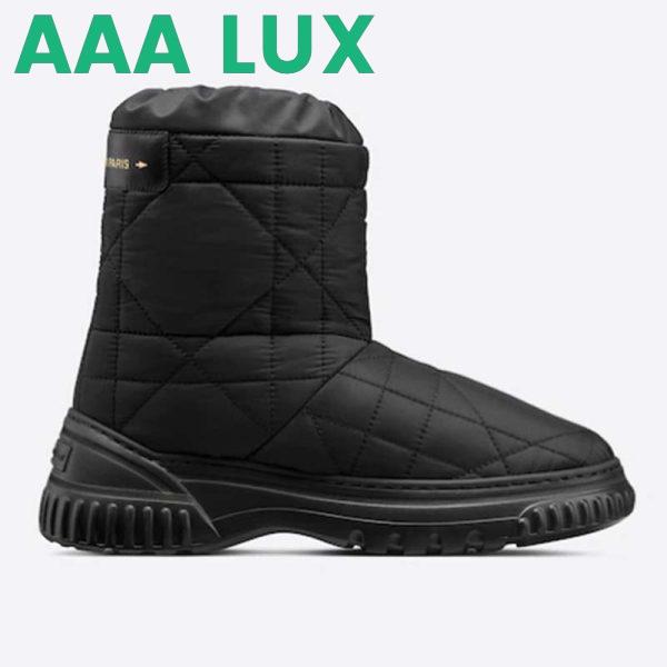 Replica Dior Women Shoes CD Dior Frost Ankle Boot Black Cannage Quilted Nylon Shearling