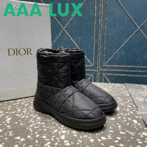 Replica Dior Women Shoes CD Dior Frost Ankle Boot Black Cannage Quilted Nylon Shearling 3