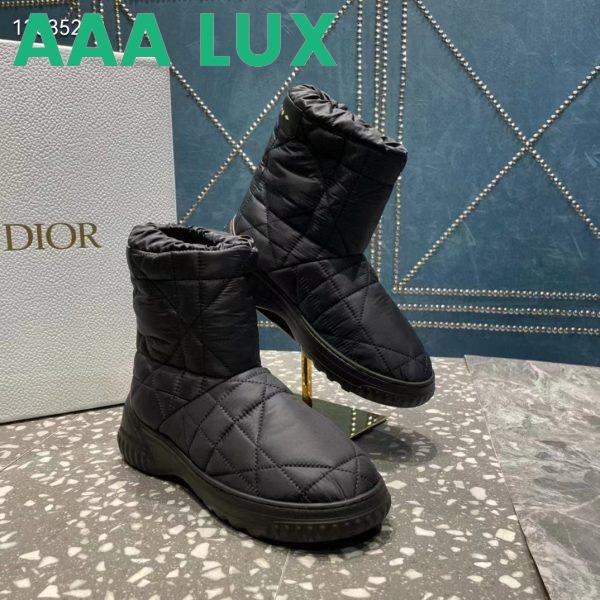 Replica Dior Women Shoes CD Dior Frost Ankle Boot Black Cannage Quilted Nylon Shearling 4