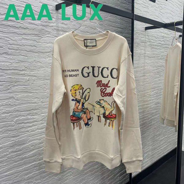Replica Gucci Women Gucci ‘Mad Cookies’ Print Sweatshirt Cotton Jersey Crewneck-White 3