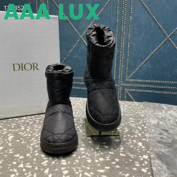 Replica Dior Women Shoes CD Dior Frost Ankle Boot Black Cannage Quilted Nylon Shearling 5