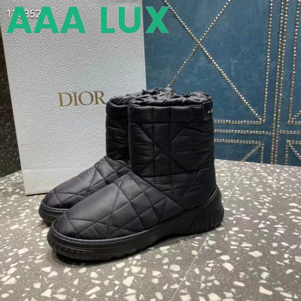 Replica Dior Women Shoes CD Dior Frost Ankle Boot Black Cannage Quilted Nylon Shearling 7