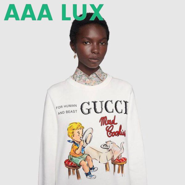Replica Gucci Women Gucci ‘Mad Cookies’ Print Sweatshirt Cotton Jersey Crewneck-White 8