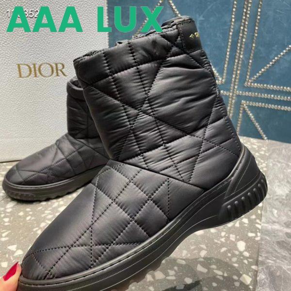 Replica Dior Women Shoes CD Dior Frost Ankle Boot Black Cannage Quilted Nylon Shearling 9