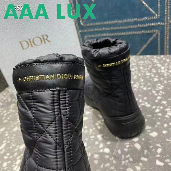 Replica Dior Women Shoes CD Dior Frost Ankle Boot Black Cannage Quilted Nylon Shearling 11
