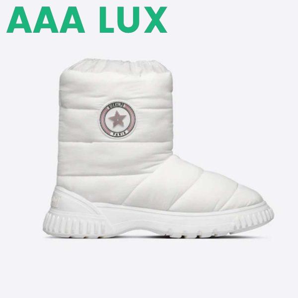 Replica Dior Women Shoes CD Dior Frost Ankle Boot White Quilted Nylon Shearling